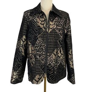 TanJay Classy Jacket Womens 8 M Black Bronze Multicolour Multimedia Coat EUC